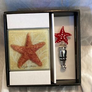 Starfish coasters and wine stopper